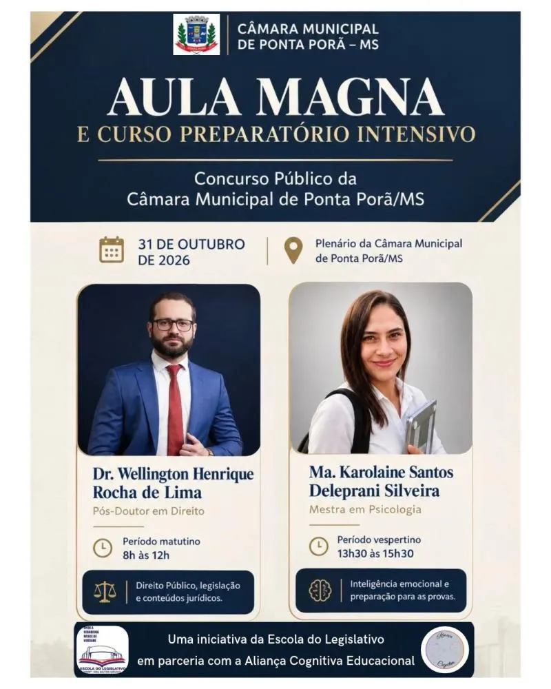 Aula Magna ao concurso público acontece neste sábado, dia 31
